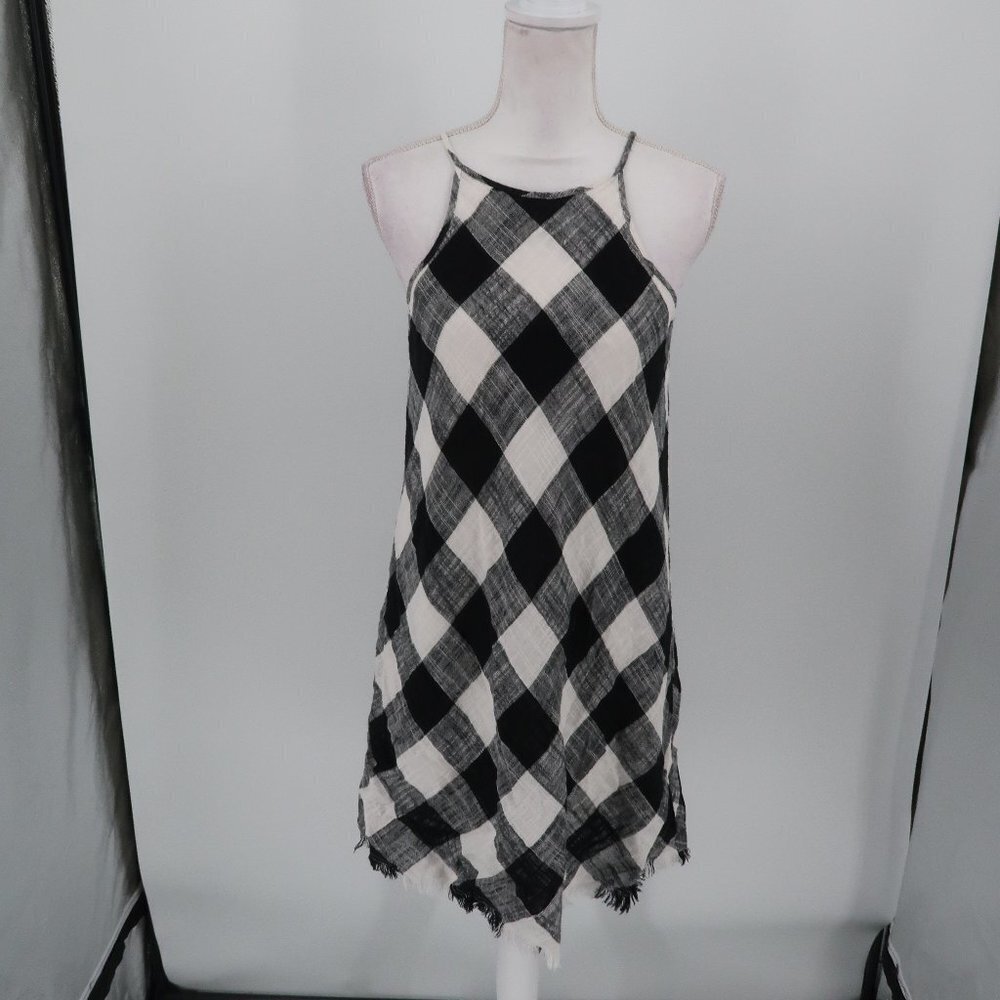 Anthropologie Cloth & Stone Black White Buffalo Plaid Style Dress Size XS NWT